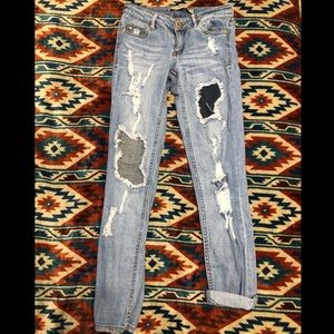 Patched/ripped denim jeans